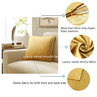 2 Packs Gold Decorative Cushions Covers Cases for Sofa Bed Couch Modern Luxury Solid Velvet Home Throw Pillows Covers