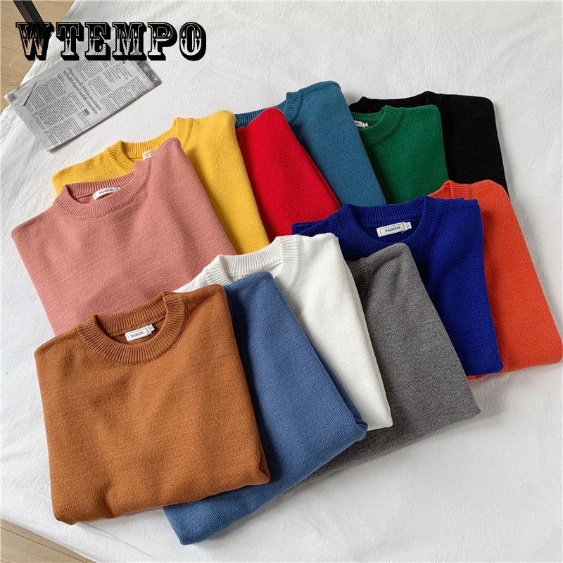 

Свитера мужские с круглым вырезом однотонные вязаные свитера осень-зима повседневный пуловер уличная одежда базовый цвет свитер джемпер мужской