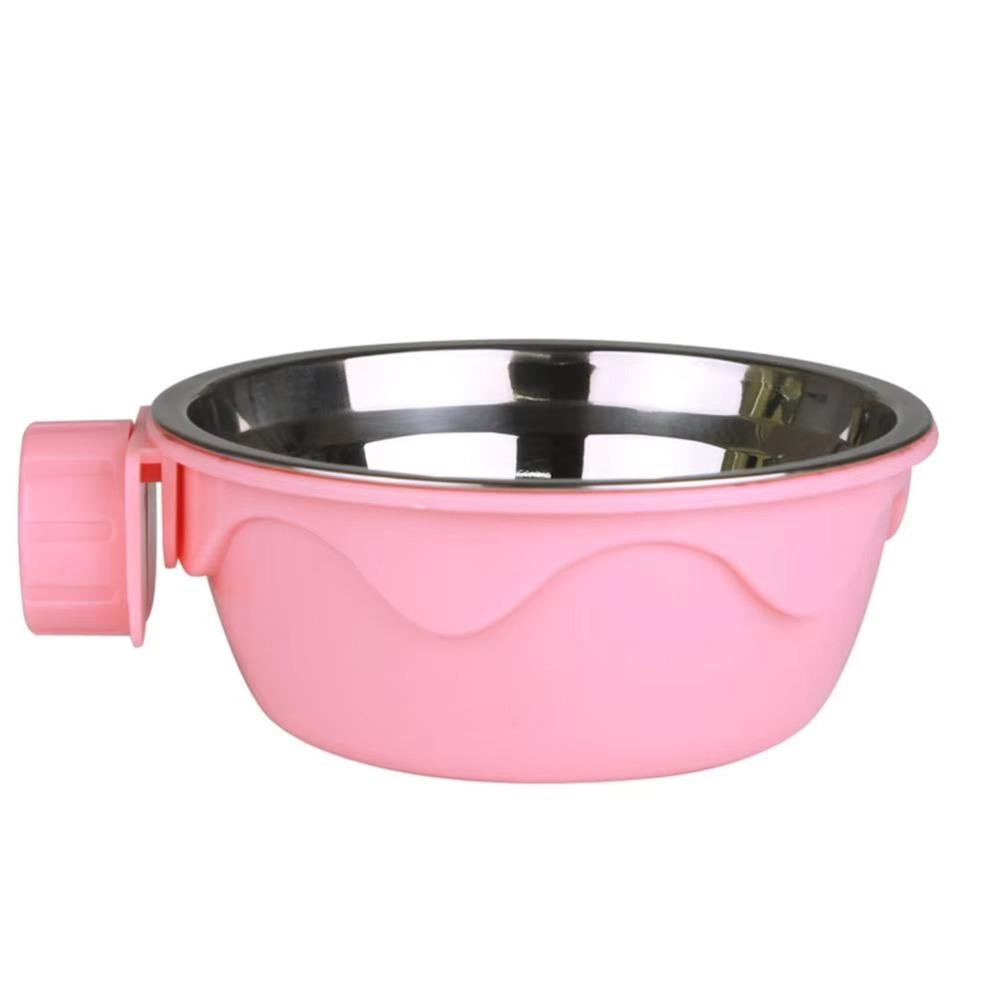Non Tip Over Cage Mounted Cat Feeder Stainless Steel Cat Food Water Dish  Dog Feeding