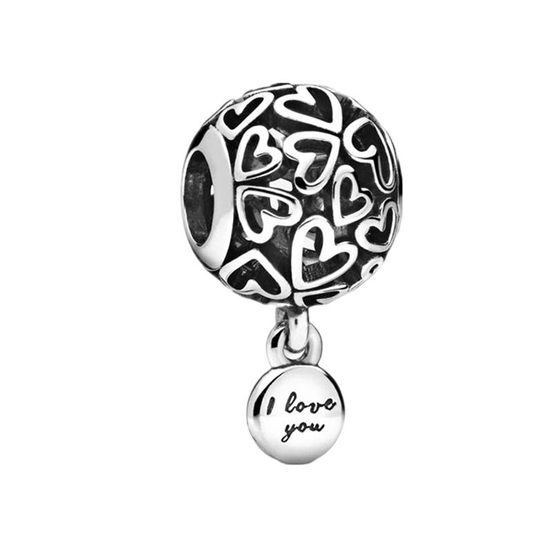 Sparking Butterfly Heart Clip Charm Beads Dangle Silver Bracelet Necklace For Diy Jewelry Women Gift