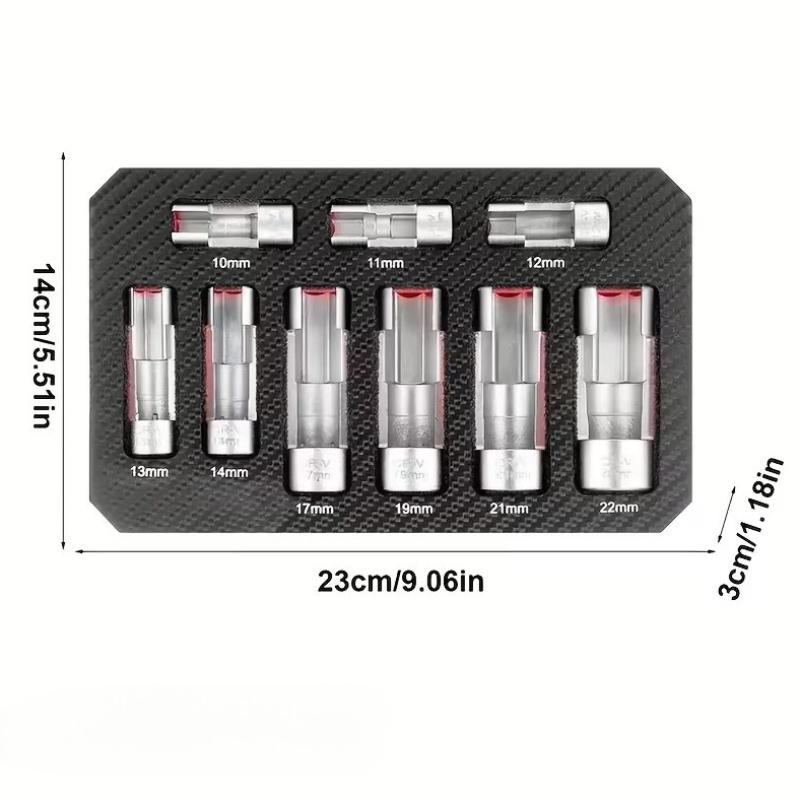 9pcs 10-22mm Oil Pipe Car Wrench Removal Tool Kit Oil Pressure Sending Unit Removal Kit Oxygen Sensor Wrench Removal Tool