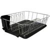 Chrome Dish Rack Set 3 Piece Iron Construction Rust Resistant Dish Drainer with Cutlery Basket and Water Catching Tray