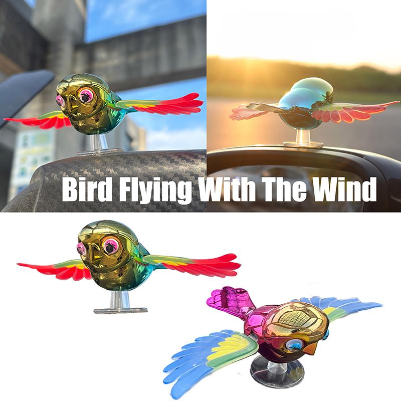 Simulation Flying Bird Motorcycle Car Ornaments Waving Wings In The Wind Cute Companion Little Bird Creative Car Fun Companion