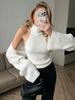 2026 Herbst Winter Amerikanisches Trendiges Zweiteiliges Pullover-Set – Hoher Kragen Halter Kalte Schulter Strick-Camisole Top & Strickjacke