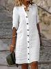 2024 Trendy V-Neck Button T-Shirt Dress - Casual, Short Sleeve, Fashionable Commute Style