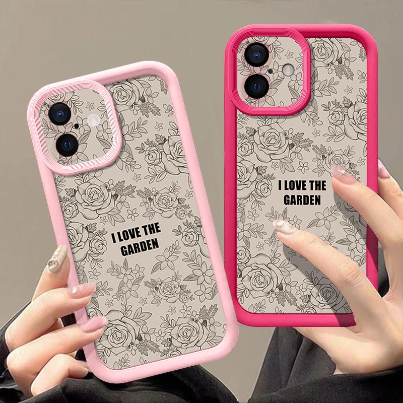 Rose Print Case For iPhone 15 16 Pro Max 14 Plus 13 12 11 Pro 8 7 X XS XR Shockproof Bumper Soft TPU Silicone Phone Cover Funda