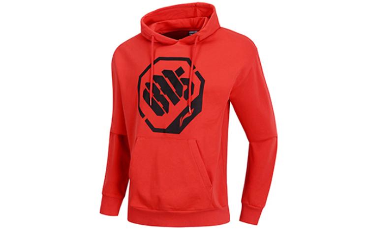 Li Ning Sweatshirts Men s Red Hooded Moderate Regular AWDP061-3 XL