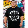 Black T Shirt with Anchor And Text Moin Ihr Flitzpiepen Print for Casual Wear In Outdoor Settings, Plus Size