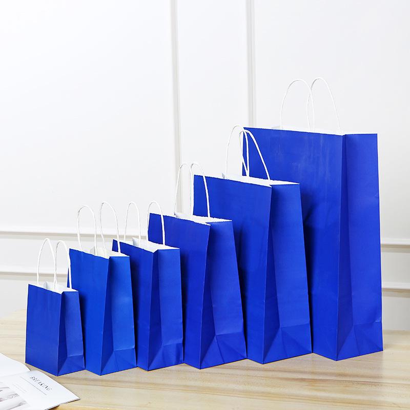 Spot Multi-color Kraft Paper Bag with Handles for Advertising, Gift Packaging, and Shopping, with Custom Printed Logo