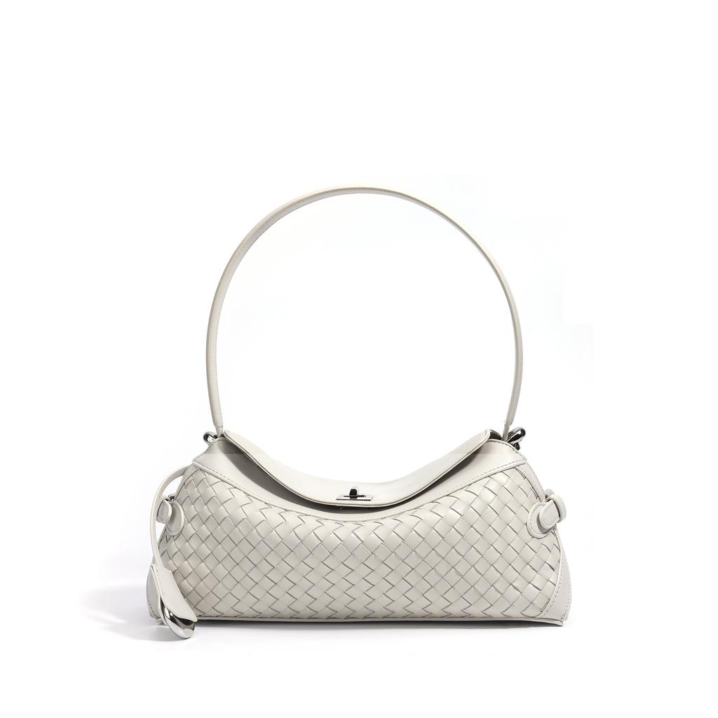 Minimalist retro woven bag texture premium commuter shoulder bag lightweight and versatile daily messenger bag women