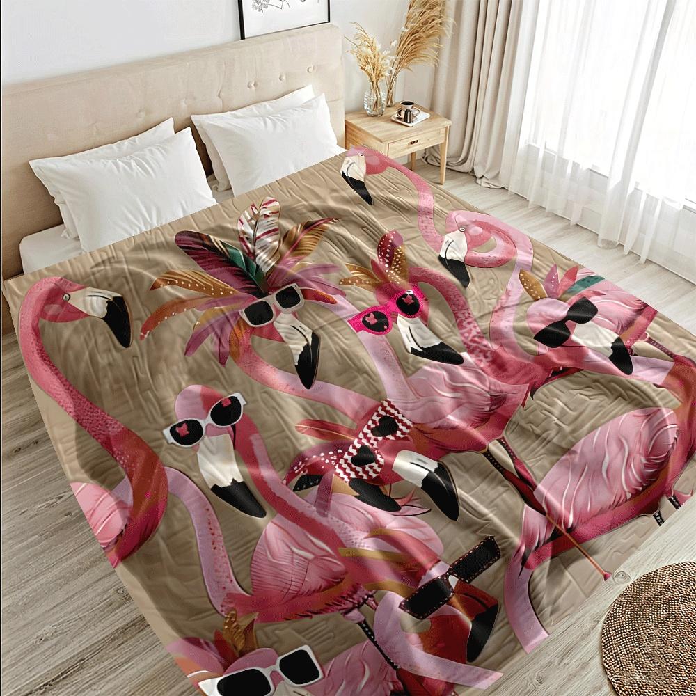 Fashion flamingo pattern Blanket for Sofa Bed Travel Camping Living Room Office Conditioning Blanket for All Seasons Gifts