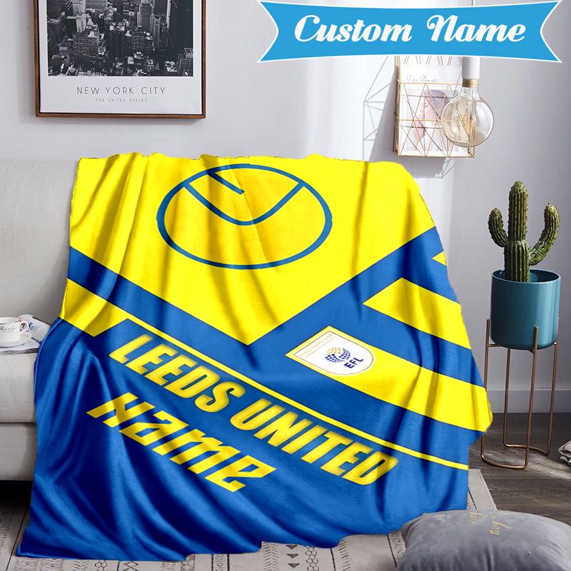 Custom Name Leeds Crest Blanket Lightweight Ideal Bedding Blanket Perfect for Travel, Camping, Living Rooms, Sofas, Christmas gift