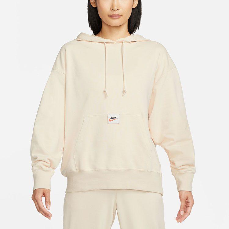 Nike Women'ss Drawstring Hooded Long-Sleeve Sweatshirt Beige DQ6225-219