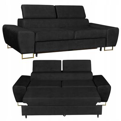 Sofa Couch Bosso Wohnzimmer Family Möbel schwarz Velours reg Kopfstütze