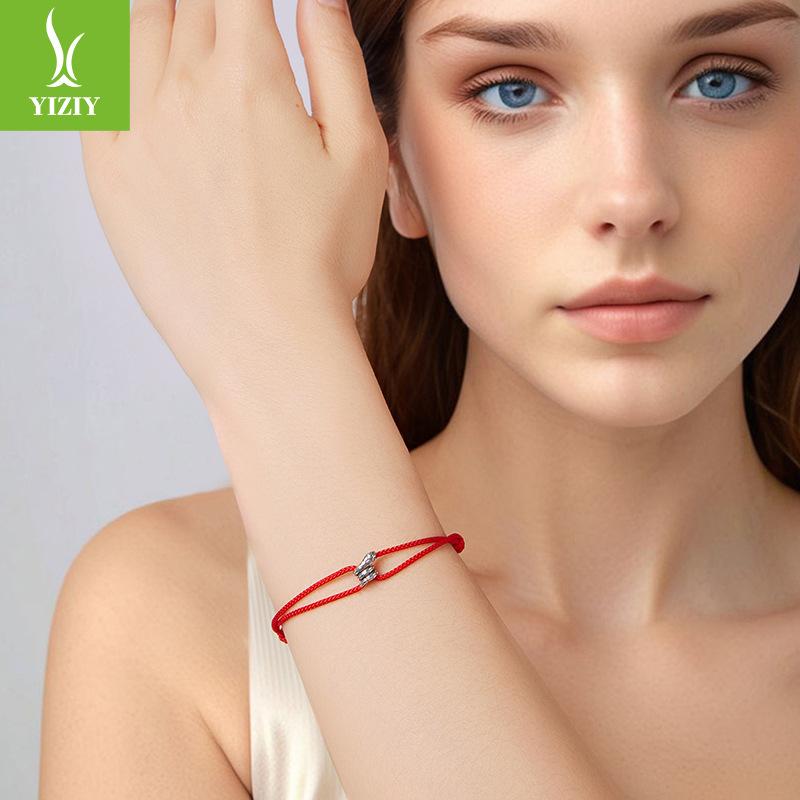 S925 Sterling Silver Spirit Snake Red Hand Rope Bracelet, Fashionable And Popular Lucky Hand Rope Hand Jewelry