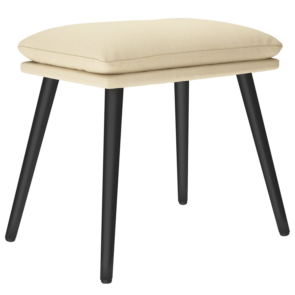 Cream Fabric Relaxation Armchair with Footstool