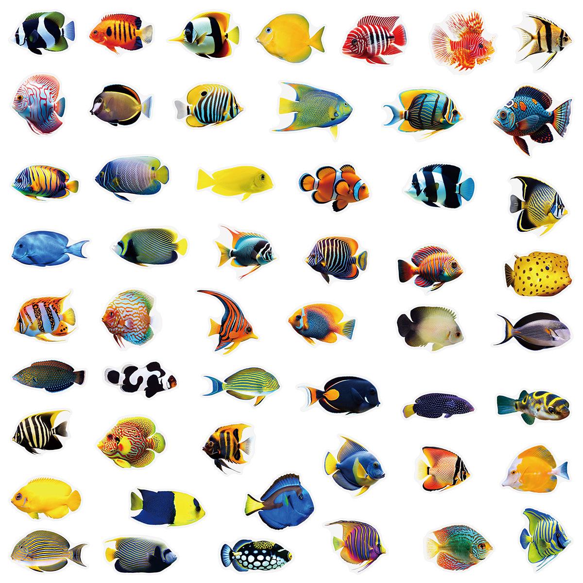 

50/100 Pcs PET Transparent Marine Fish Clownfish Stickers Thick Waterproof for Phone Case Scrapbook Suitcase Cup Aquarium Decals