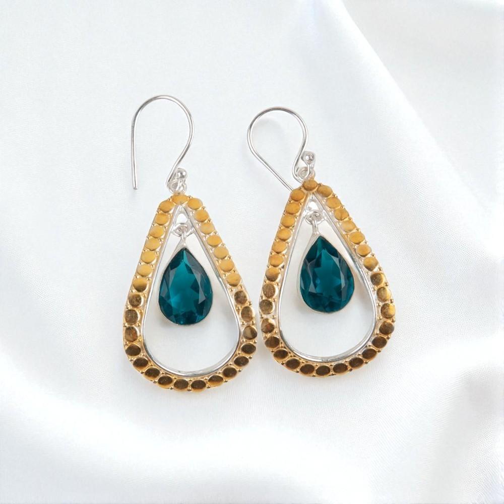 

Апатит Драгоценный камень 925 Стерлинговое серебро Ювелирные изделия Ручной работы Серьги 2,27 Для женщин EE-82-9