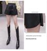 2026 Autumn/Winter Women's High Waist A-line PU Leather Shorts with Elastic Waist and Slimming Wide Leg Design