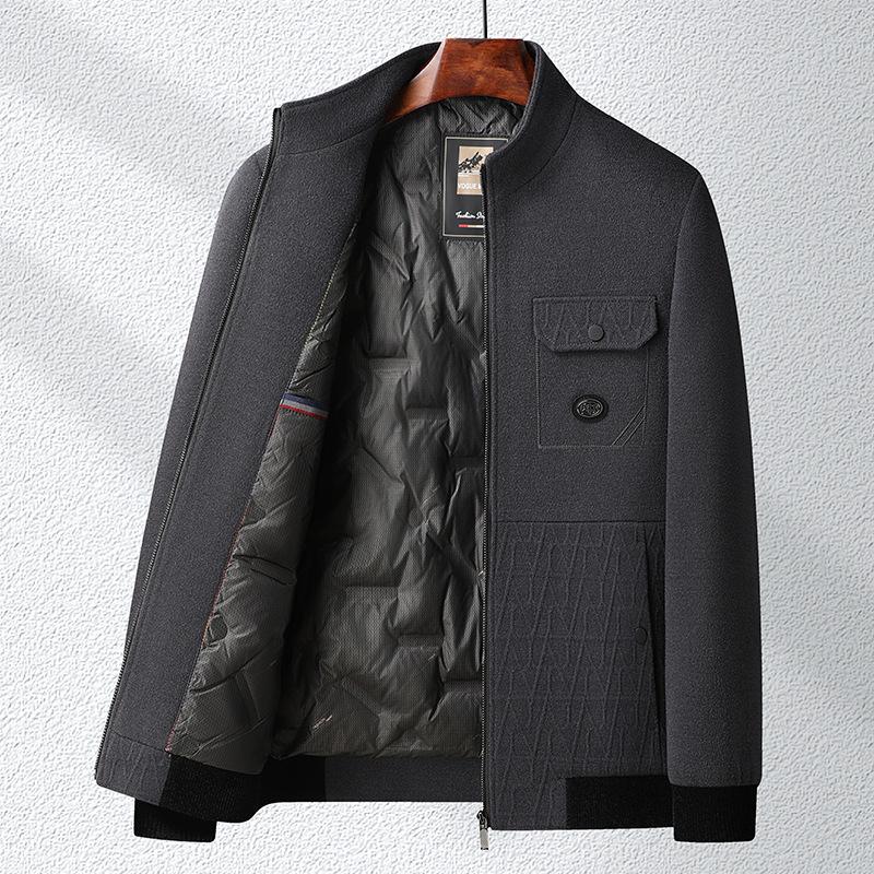 

Пуховик осень и зима новый мужской утепленный шенел средний возраст утепленная куртка папа мужская теплая куртка 4XL серый