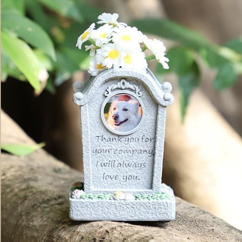 Photo Frame Design Pet Memorial Stone Waterproof Resin Pet Tombstone  Lawn Garden