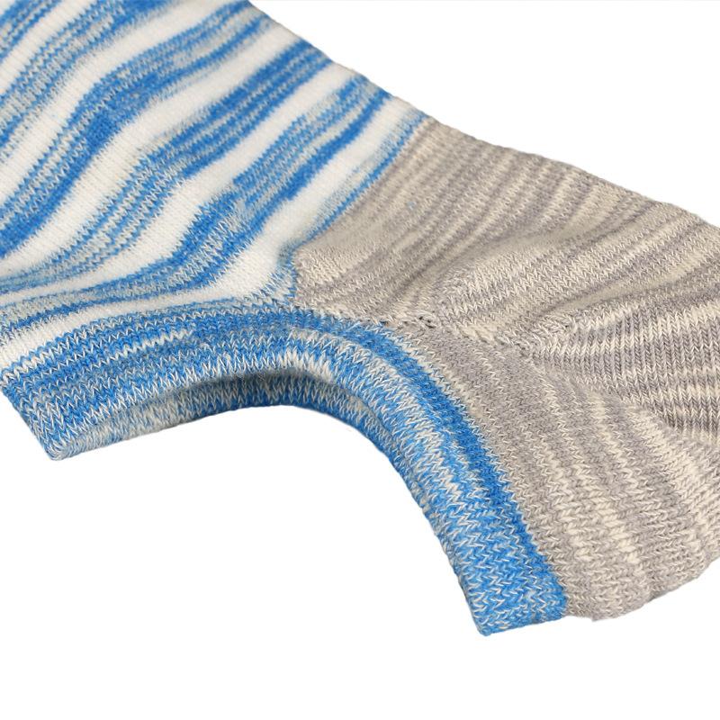Spring and Summer Anti-drop Combed Cotton Striped Boat Socks for Men, Silicone Anti-slip Socks and Invisible Socks