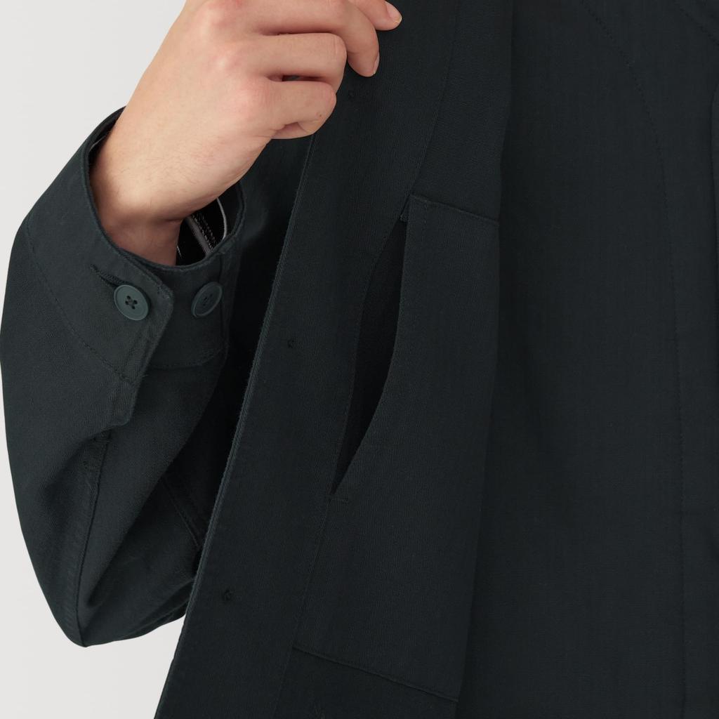 MUJI Men's Kapok Blend Herringbone Coveralls (AD0WLA5S) Black, Size XL