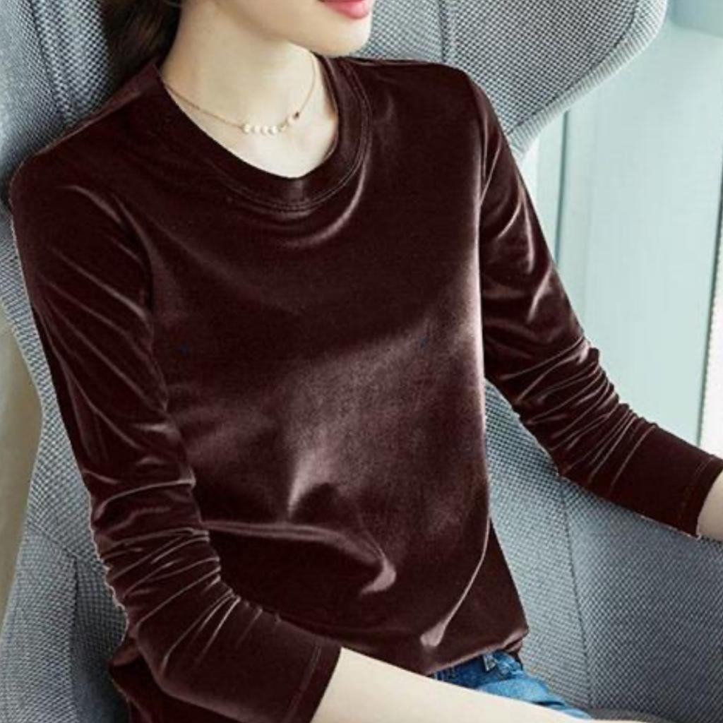 Spring Autumn Women Slim Gold Velvet Bottoming Shirt Korean Temperament Gentle Loose Warm Long Sleeve Shirt