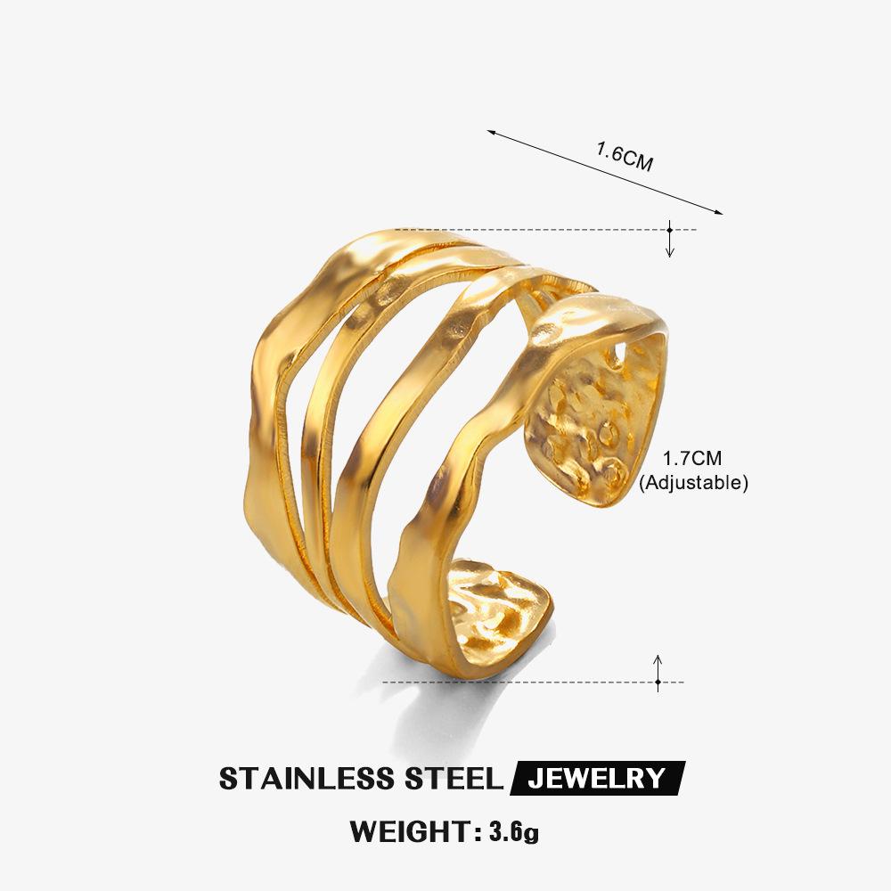 2025 New 18K Gold Plated Stainless Steel Metal Rings for Women Irregular Trendy Designer Aesthetic Jewelry Waterproof Men's Ring