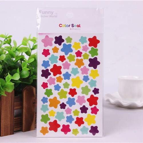 6pcs Stickers Paper Dots Heart Star Cute Colored Sticker Toys Album Diary Decoration Sticker Label Adhesive