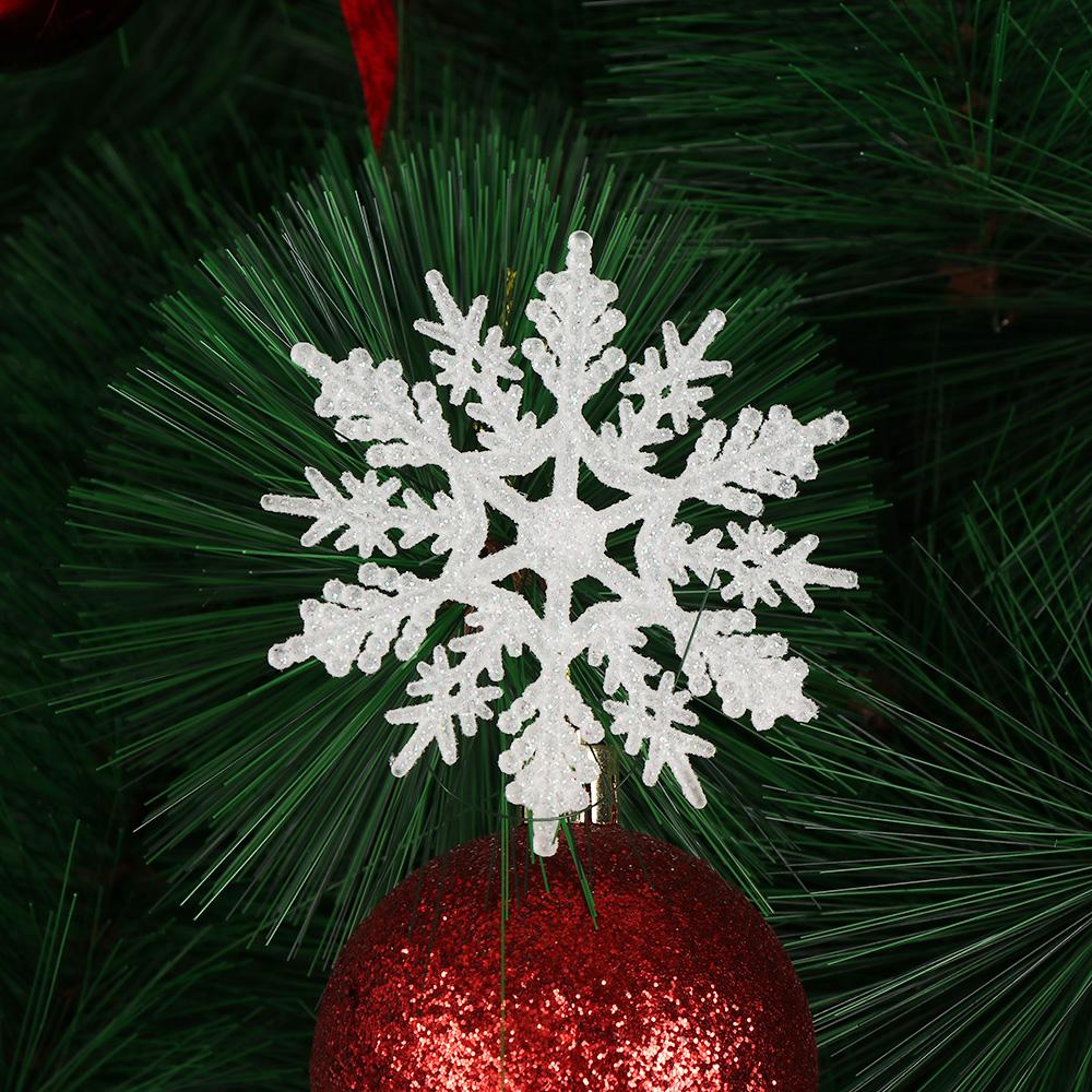 12Pcs Charming 7.5/10cm Gold Powder Snowflake for Xmas White Christmas Tree Decor Party Holiday Christmas Ornaments Home Decor