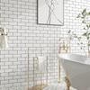 VEELIKE Waterproof Kitchen Tile Stickers, Heat Resistant, 6 Sheets, 30x30cm, Brick Pattern, White, Glossy, 3D Wallpaper Stickers, Wall Stickers, Mosai