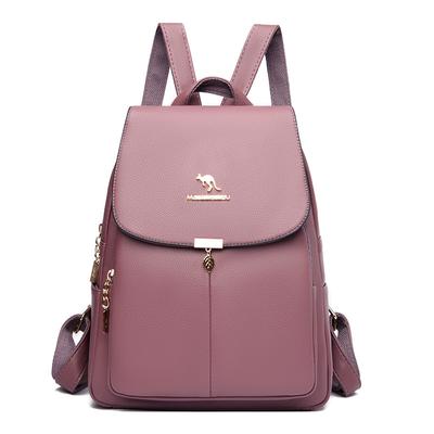 Mochila da moda para mulheres, couro macio, novo estilo, mochila da moda, bolsa de viagem para mãe de meia-idade, couro macio, grande capacidade