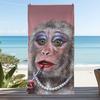 Pearl Necklace and Lipstick Monkey Polyester Microfiber Beach Towel Is Highly Absorbent, Suitable for Swimming and Beach Outings