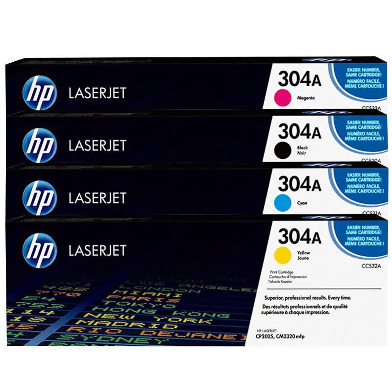 HP 304A CC530A Original 4-Color Toner Cartridge Set