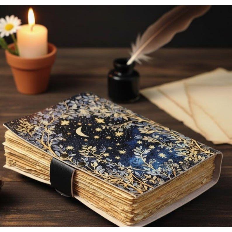 Tree of Life Leather Grimoire Journal: Handmade Spell Book, Antique Paper