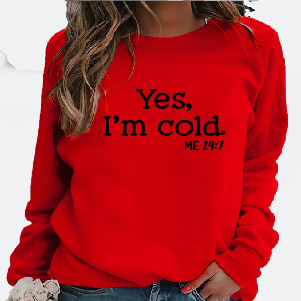 Women's Fashion Casual Fleece Hoodie Round Neck YES IM COID Printed Hoodie Boom Sweatshirt Streetwear Women Clothes Tops