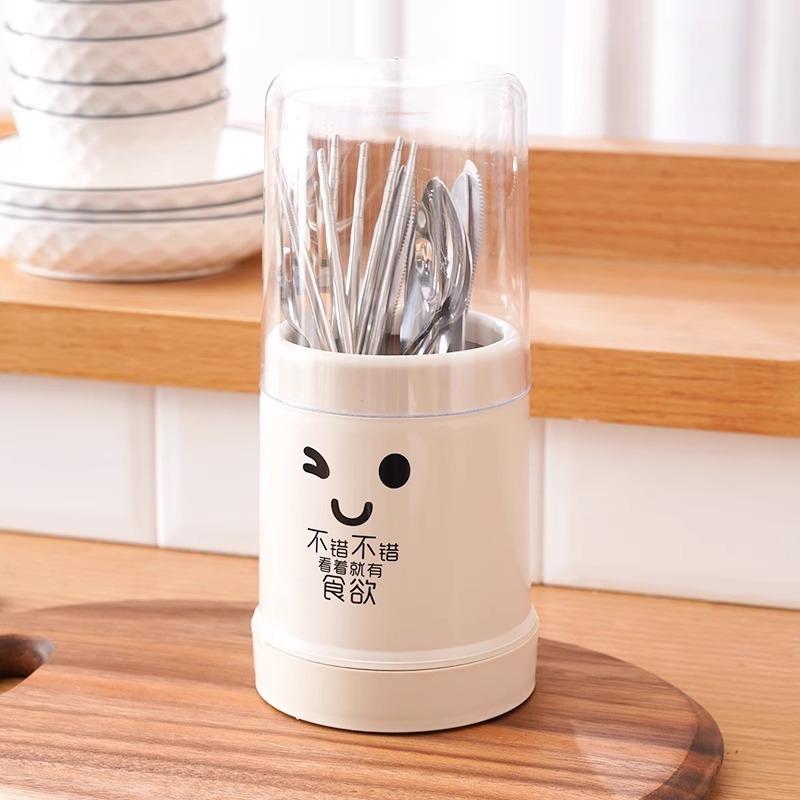 Kitchen Draining Chopstick Bucket Dust-proof Storage Rack Plastic Chopstick CageTableware Covered Storage Cylinder