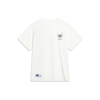X Disney Stitch Cartoon Print Crew Neck Short Sleeve T-Shirt Women Tops Off-White AHST500-1
