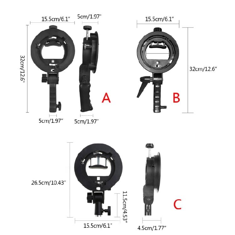Speedlite Mount Adapter Bracket for Flash Light Softbox Snoots S-Type Grip Stand