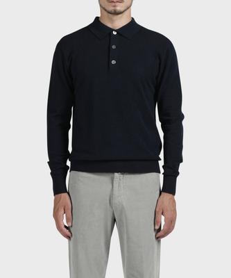 PANICALE Navy Cotton Collared Knit