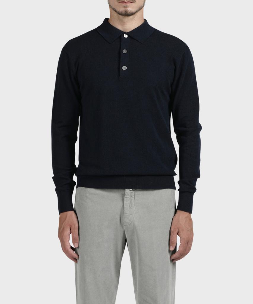 PANICALE Navy Cotton Collared Knit