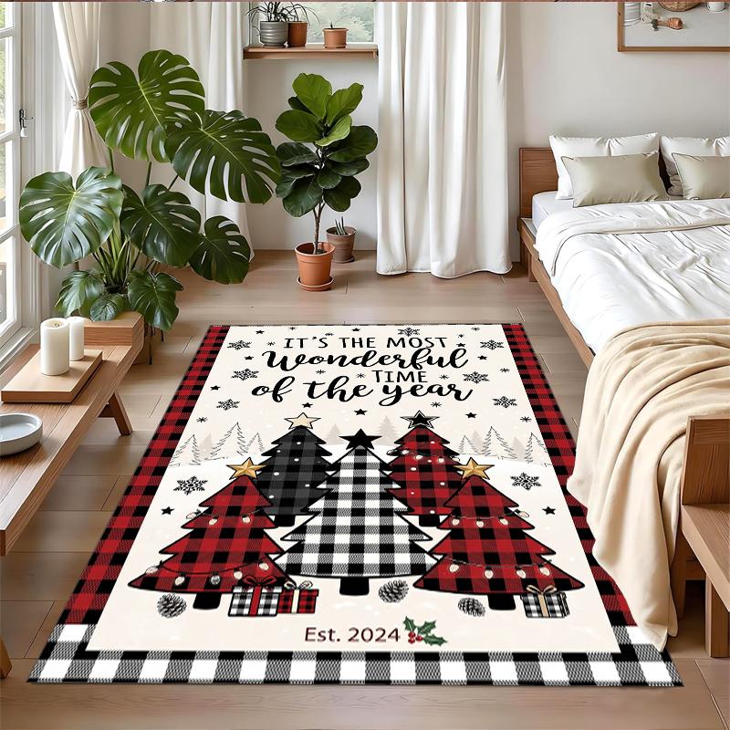 Christmas Printed Square Area Rug Soft Non Slip Floor Carpet For Bedroom Holiday Gift