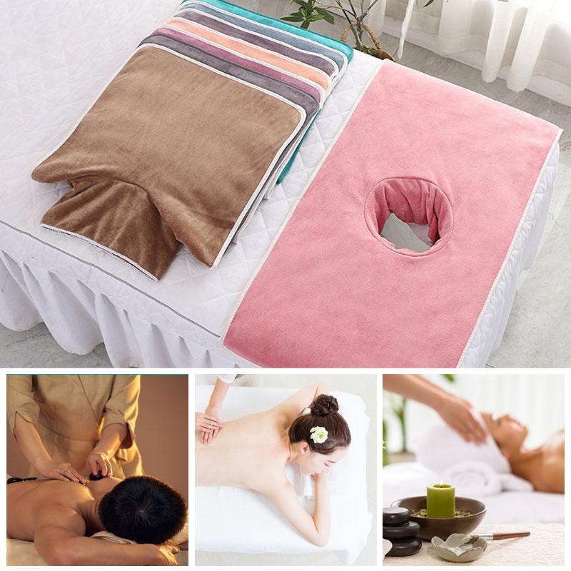 3 Pcs Thickened Beauty SPA Massage Table Planking Face Towel With Hole Bed Bandana Beauty Salon Bed Head Towel
