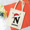 Personalized Christmas Gift Bag Initial with Name Christmas Sack Alternative Stocking Filler Bags Xmas Eve Pouch Gift for Kids