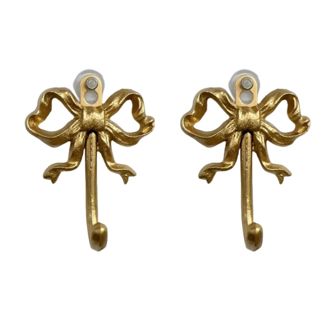 2 Stück Vintage Schleifenförmiger Haken Dekorationsbeschläge Metall Dekorative Wandhaken Kleiderbügel zum Aufhängen von Bademänteln Hüten Taschen