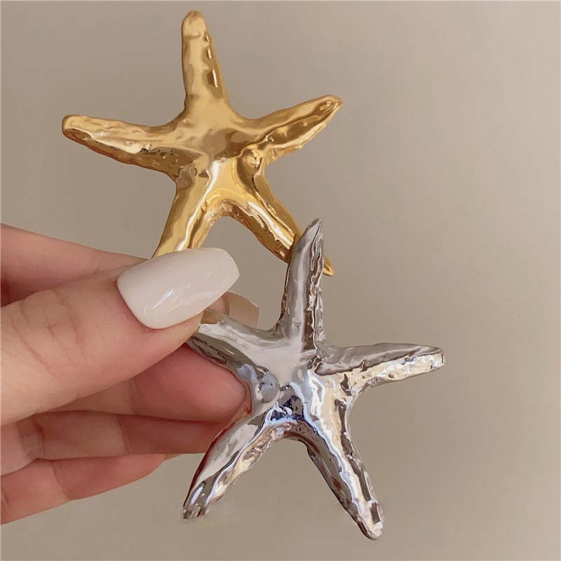 Vintage Goldfarbene Seestern Brosche Für Damen Herren Mode Metall Geometrisch Anzug Dekoration Brosche Pin Zubehör Geschenk