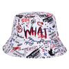 Unisex Buchstabe WHAT Aufdruck Persönlichkeit Eimerhüte Fischerkappen Outdoor Freizeitkappe Sonnenschutzhut