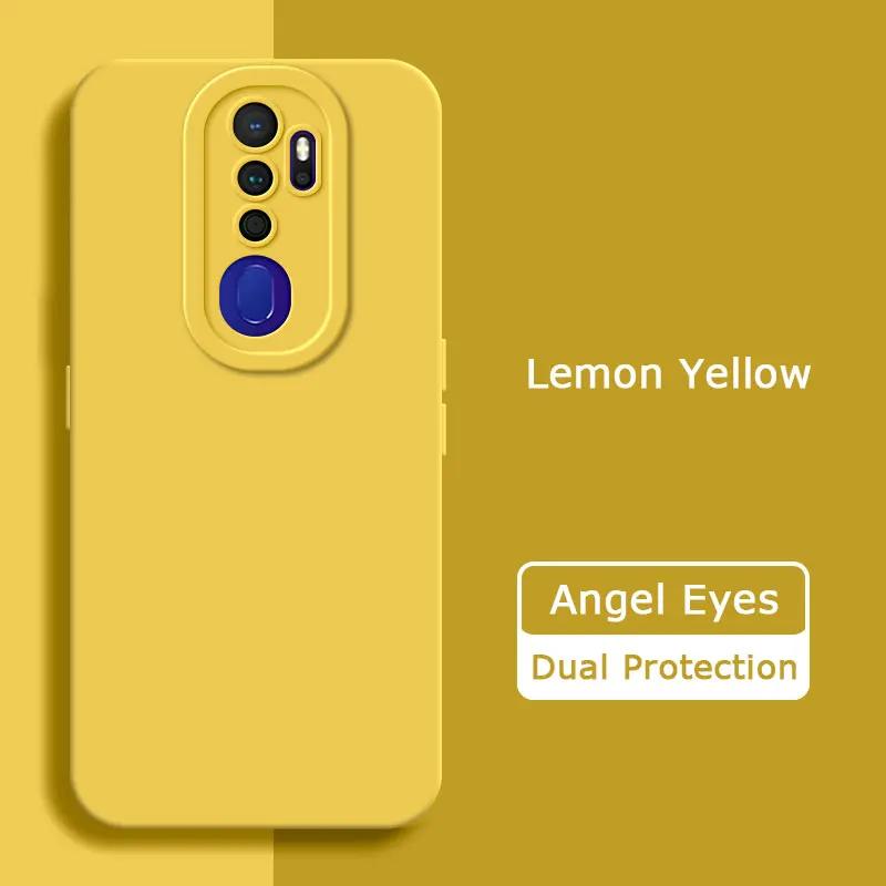 Angel Eyes Square Liquid Silicone Phone Case for OPPO A5 A9 2020 A11 A11X Camera Protective Soft Shockproof Back Cover Armor Bag