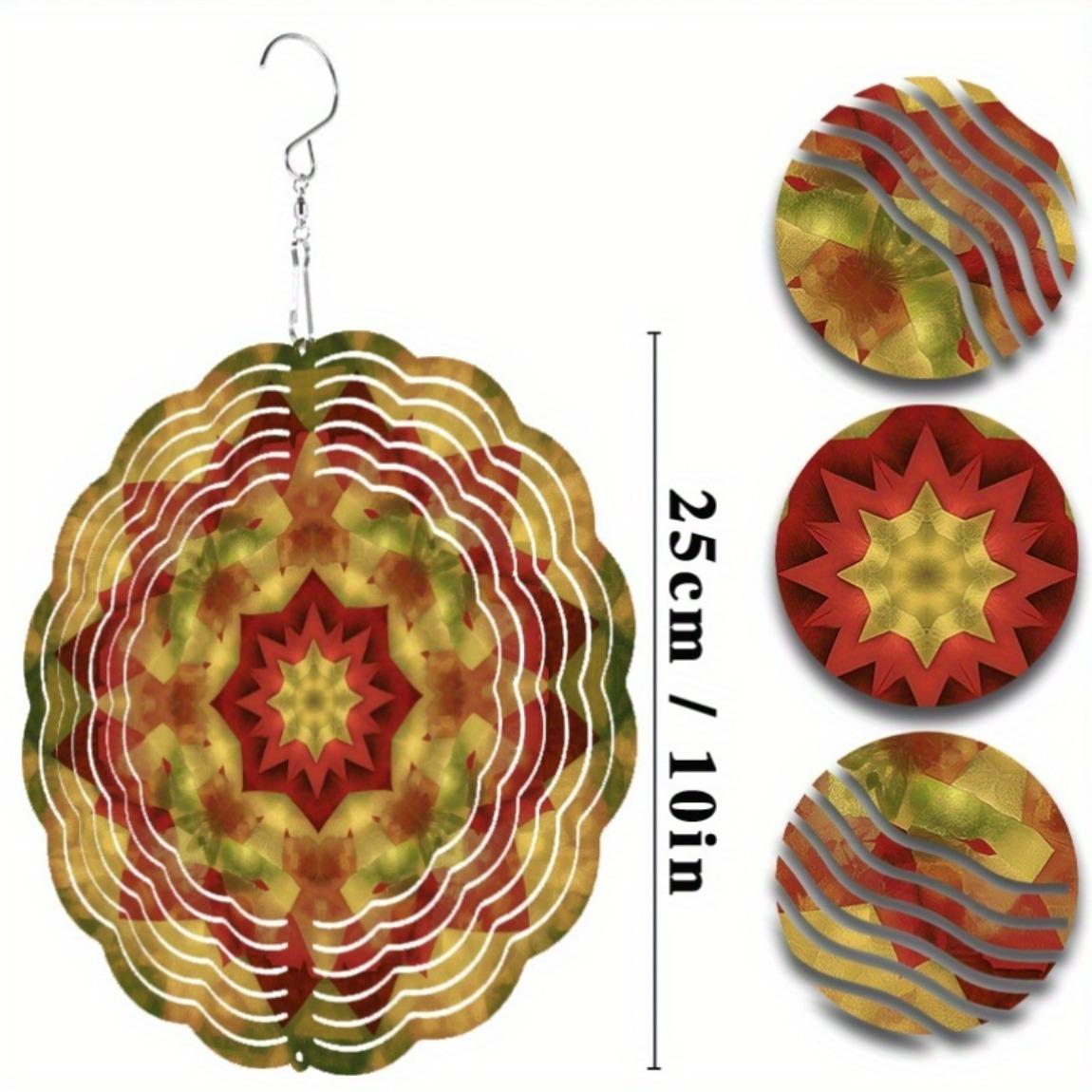 

10-дюймовый подвесной ветряной спиннер с дизайном мандалы, вращающийся на 360 градусов крючок, художественная уличная ветряная мельница для декора балкона и сада, подарок на весну и лето 01A